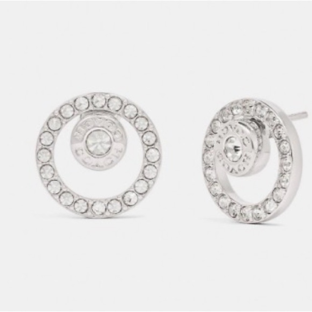 NWT Coach Open Circle Halo Silver Stud Earrings